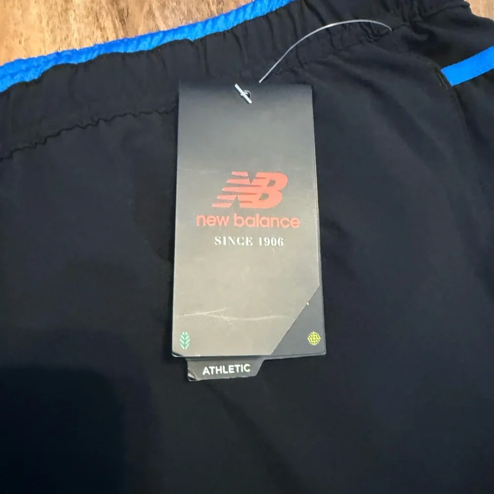 New Balance Men's Black and Blue Athletic Shorts
